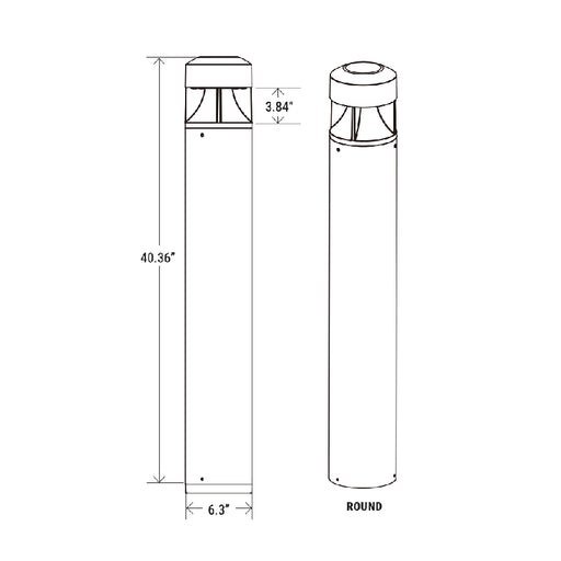 Architectural Bevel-top Cone Style Bollard with 3CCT and Wattage Selector