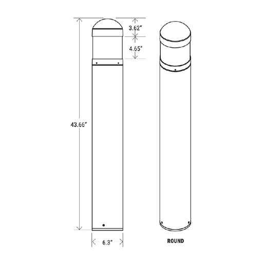 Architectural Round Dome-top Cone Style Bollard with 3CCT and Wattage Selector