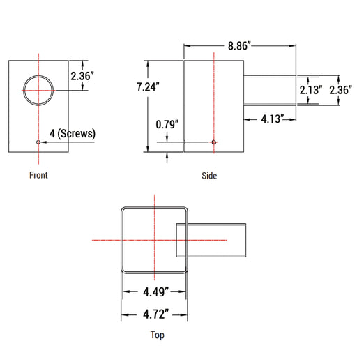 PT-AL-P-HST2-1 Horizontal Square Tenon Pole Bracket