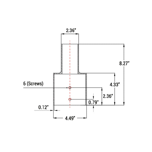 PT-AL-P-VRT2-1 Vertical Round Tenon Pole Bracket