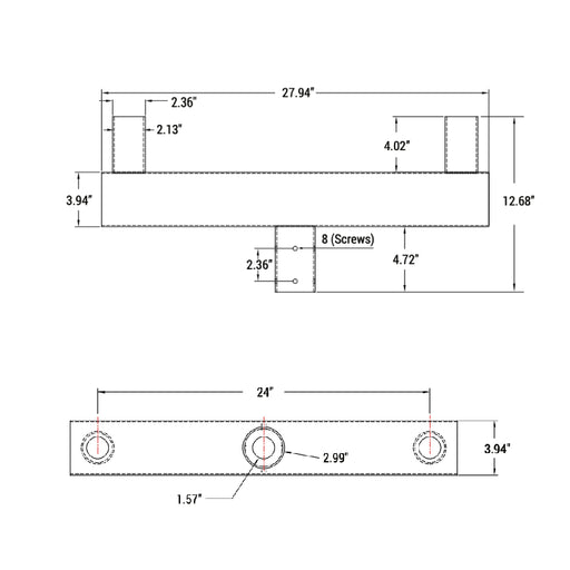 PT-AL-P-VRT2-2-LG Large Vertical Round Tenon Pole Bracket