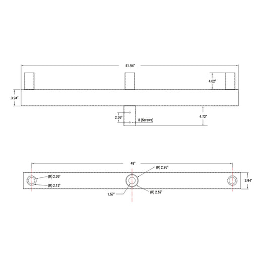 PT-AL-P-VRT2-3-LG Large Vertical Round Tenon Pole Bracket