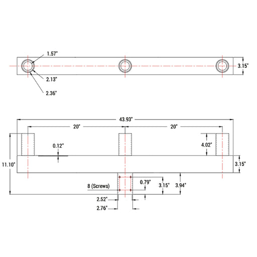 PT-AL-P-VRT2-3 Vertical Round Tenon Pole Bracket