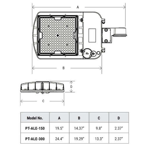 PT-ALE 200W/240W/300W Economy Area/Site Luminaire with 3CCT and Wattage Selector