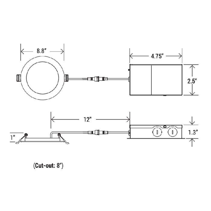 8" Round LED Slim Recessed Downlight with CCT Selector