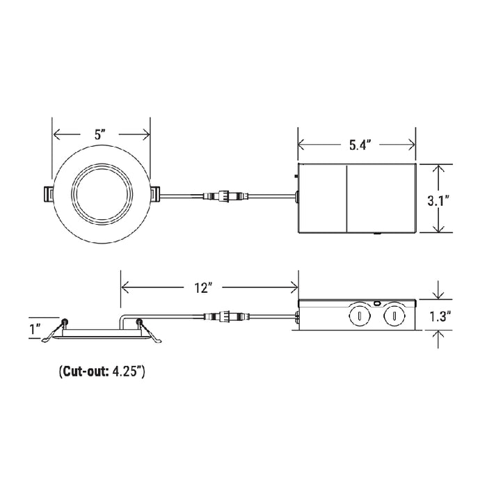 4" 2-HR Fire Rated Slim Baffle Downlight with CCT Selector