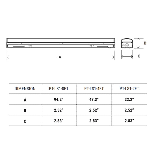 4' LED Linear Strip Luminaire with CCT and Wattage Selector