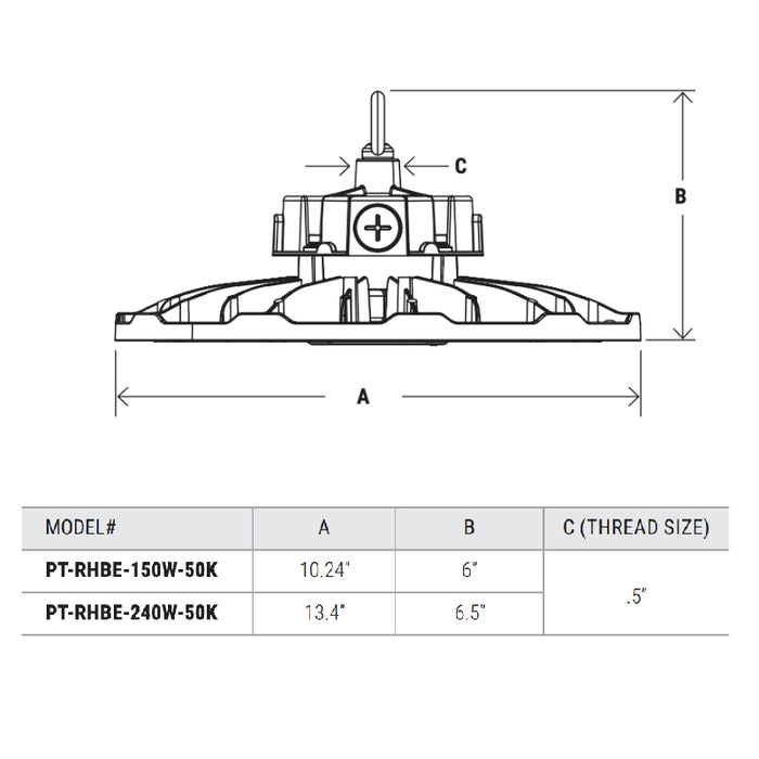 10" 150W Economy Round High Bay, 5000K