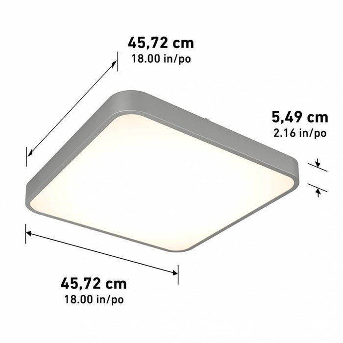 18FM-ESR-MG Europa 1-lt 18" LED Flush Mount with Remote, CCT