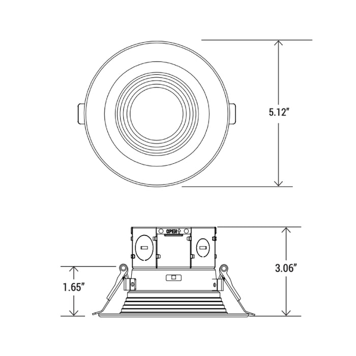 4" LED Baffle Recessed Downlight with Junction Box and 5CCT