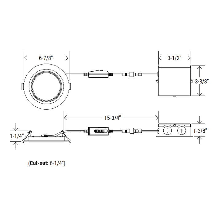 6" Round LED Slim Baffle Recessed Downlight with Multiple CCT