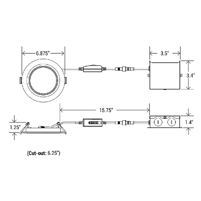 6" Slim Baffle Recessed Downlight with CCT Selector