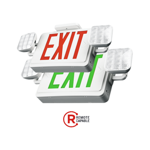 PT-EXL-C-S-RC Remote Capable Bi-Color LED Exit Sign & Emergency Light Combo w/ Battery Back-Up