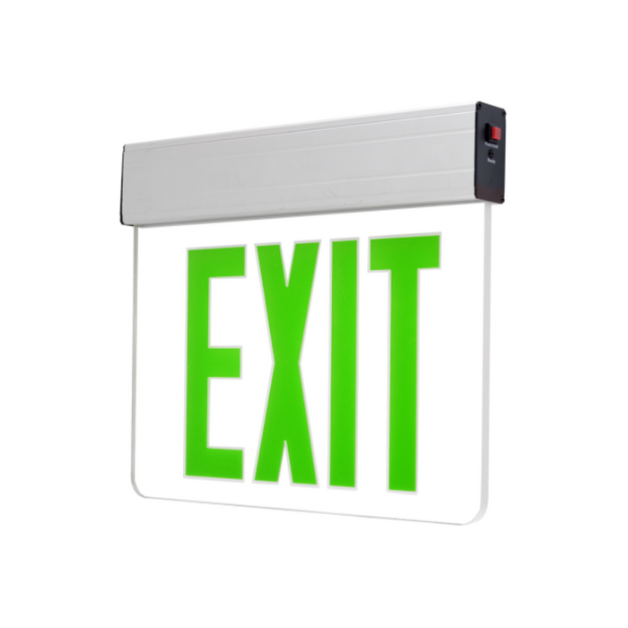 PT-EXL-EDL Series Edge-Lit LED Exit Sign with Emergency Battery Back-Up - Green