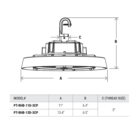 11" High Output Round High Bay with 3CCT and Wattage Selector