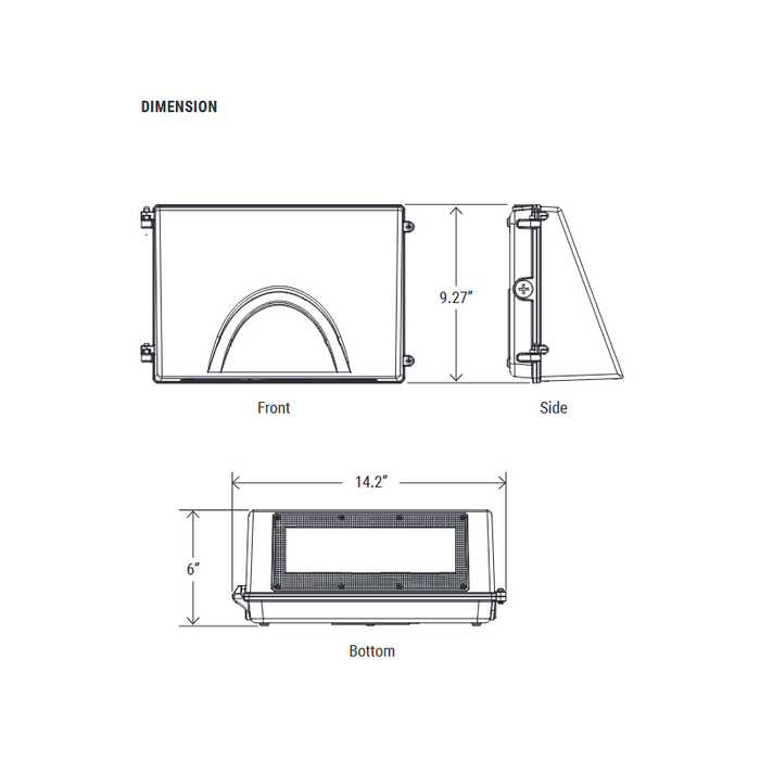 PT-WPF Series 72W/96W/120W Architectural Full Cut-Off LED Wall Pack with Photocell & EM Battery, 3CCT Selectable