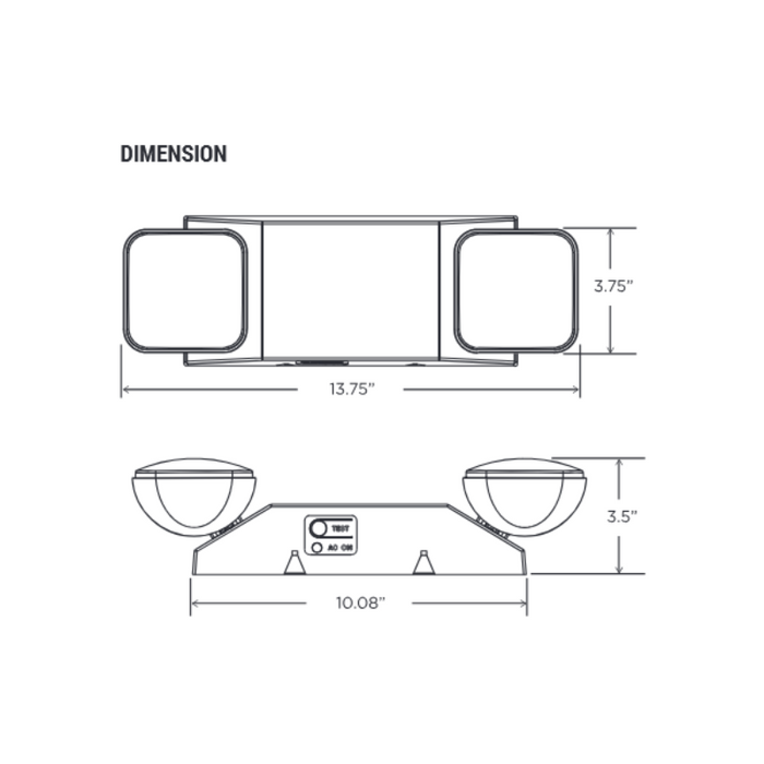 PT-EML-S Series Square LED Double Head Emergency Light with Remote Capability