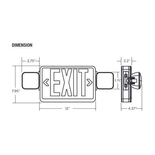 PT-EXL-C-S-RC Remote Capable Bi-Color LED Exit Sign & Emergency Light Combo w/ Battery Back-Up