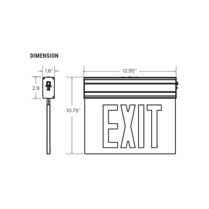 PT-EXL-EDL Series Edge-Lit LED Exit Sign with Emergency Battery Back-Up