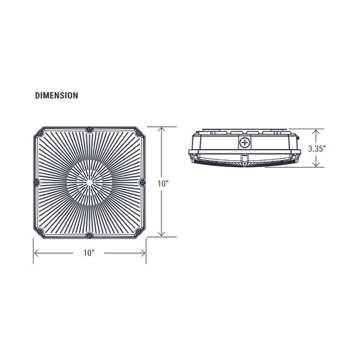 PT-CAT2 Series 40W/60W/70W Square LED Canopy Light, 3CCT Selectable