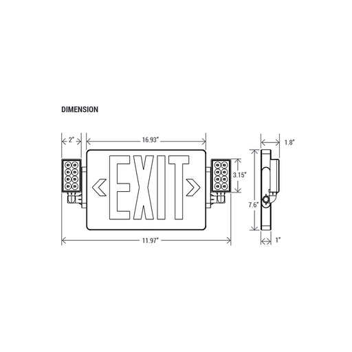 PT-EXL-C-SLM Series Ultra-Slim LED Exit Sign & Emergency Light Combo