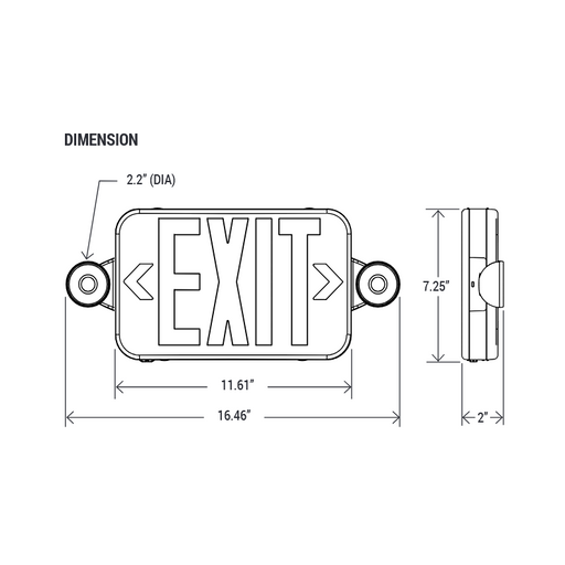 PT-EXL-C-R Series Slim Round Bi-Color LED Exit Sign & Emergency Light Combo