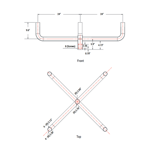 PT-AL-P-BH2 Large Quad Bullhorn Tenon for Round Pole