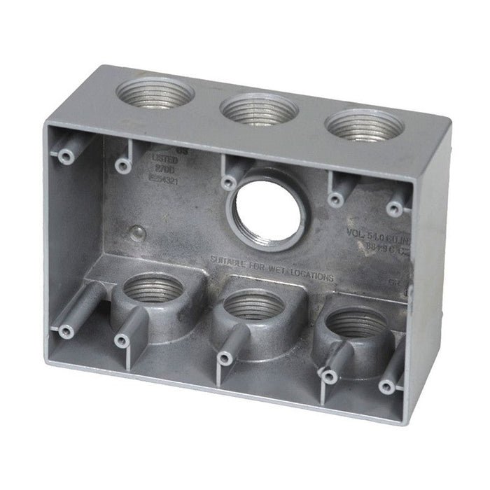 W3DB100-7 Three-Gang Deep Box, 1" Trade Size, 7 Outlet Holes