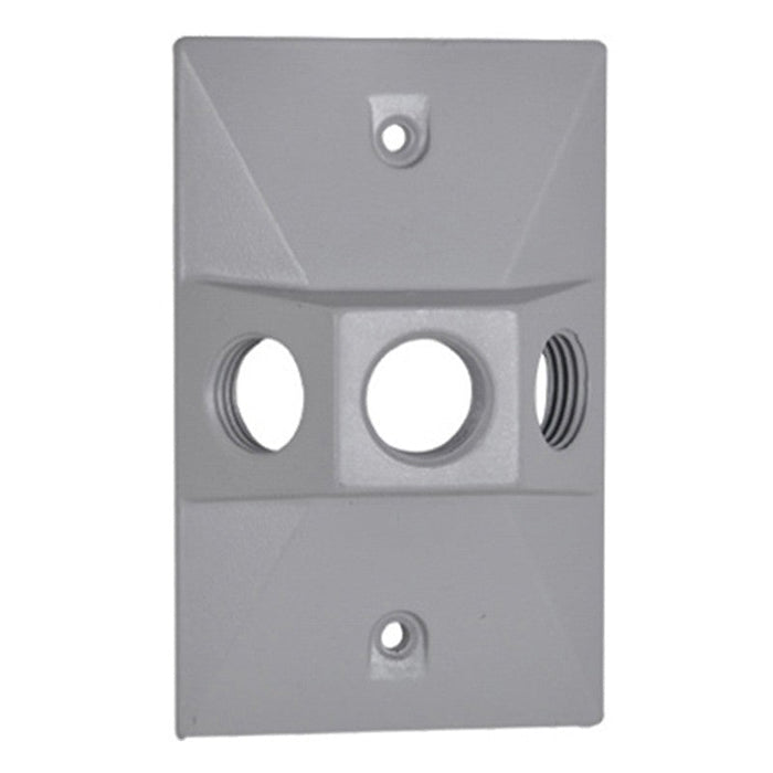 WRE-3 One Gang Rectangular Cover, 1/2" Trade Size, 3 Outlet Holes